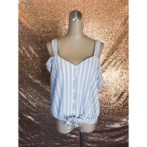 Purple Snow Blue & White Stripe Top M
